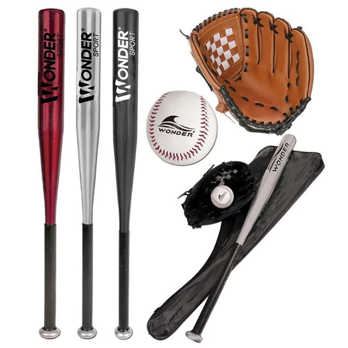 GENERICO - Set De Baseball Kit Béisbol Bate Aluminio Guante Pelota 24