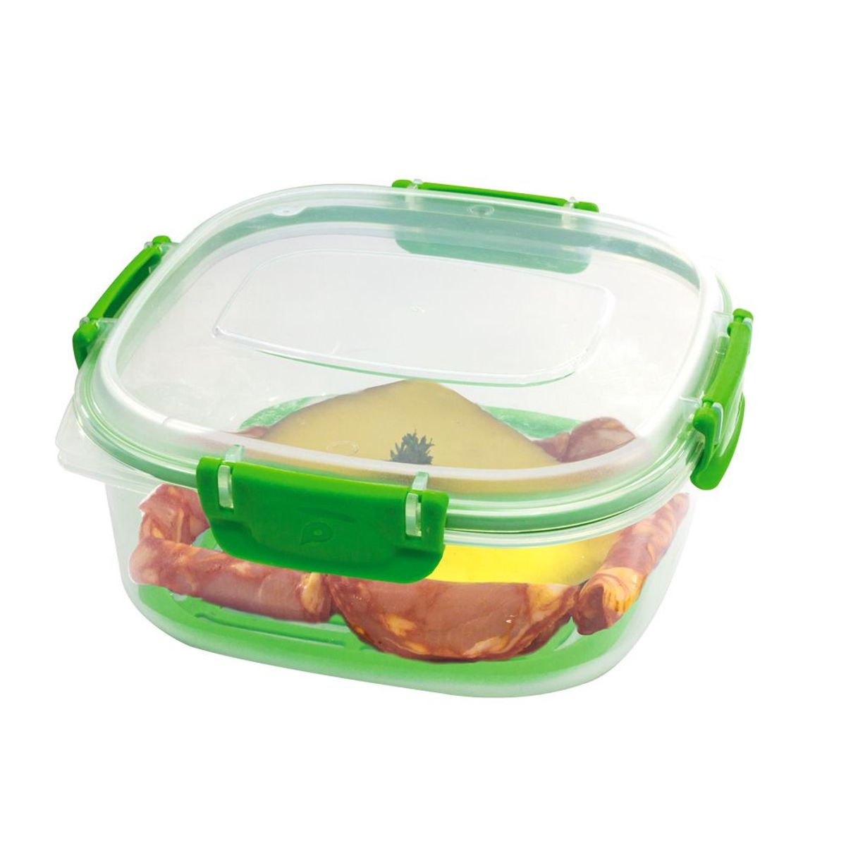 POLIMES - Recipiente Cuadrado Clip n´ Lock N.2R de 1.2 L Polimes CA12CLR Verde