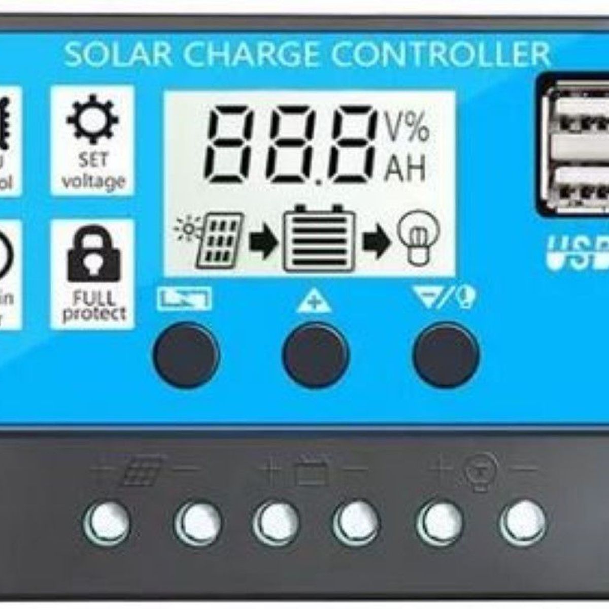 GENERICO - Regulador Controlador De Carga Panel Solar 10a Pwm 12v 24v