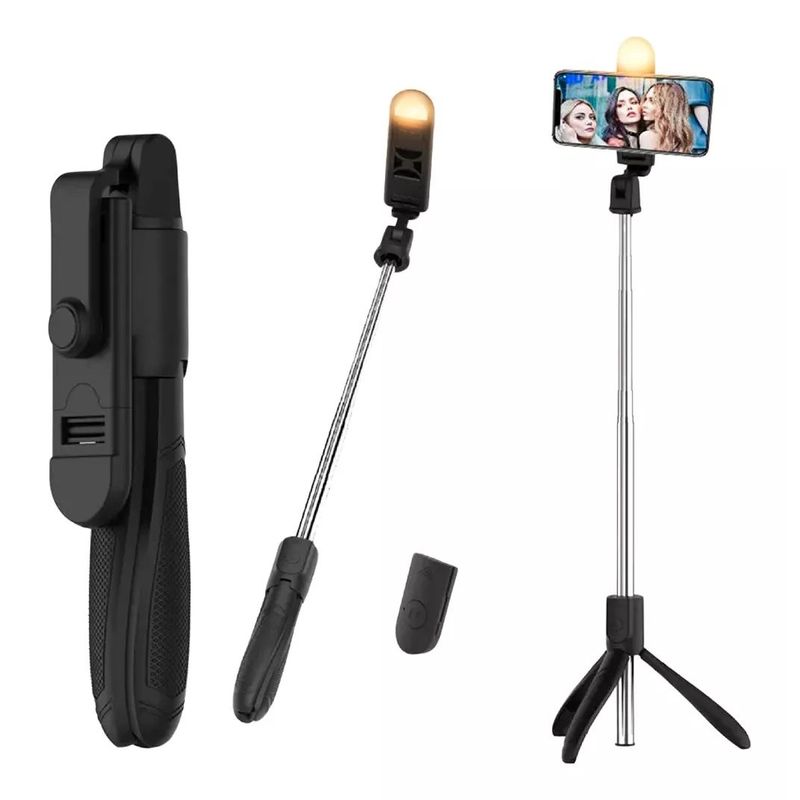 GREEN HANSHENG - Palo Selfie Trípode Con Luz Control Remoto 360 K22s