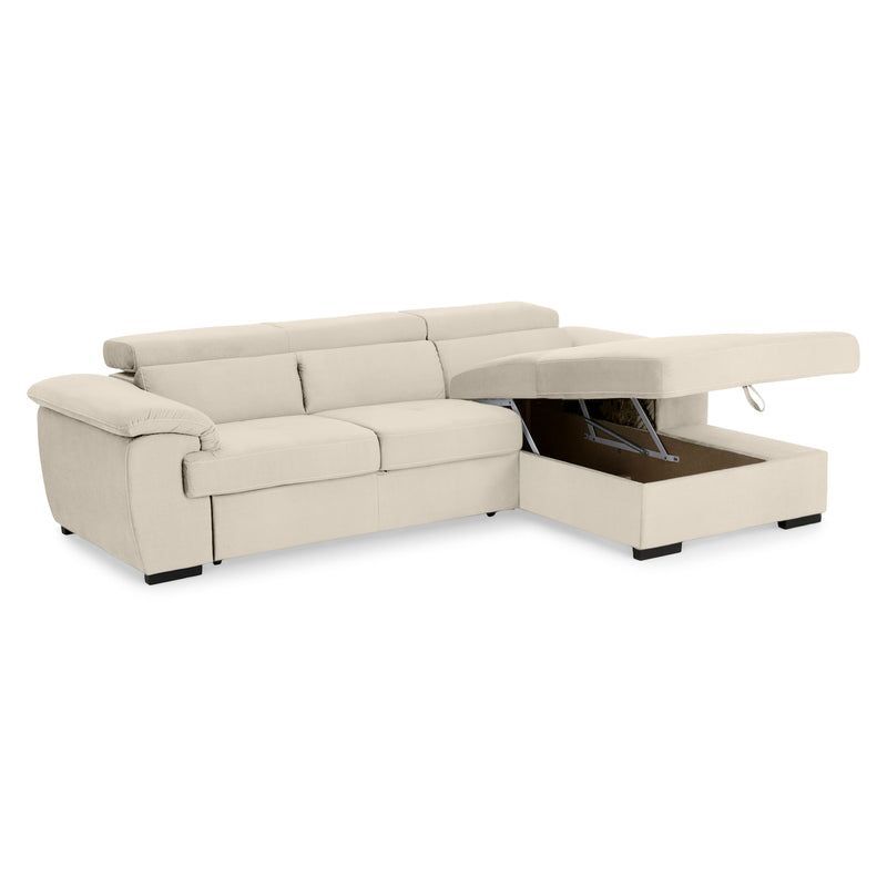 GENERICO - Sofa Cama Grande en l Izquierdo Tela Markys Color Blanco