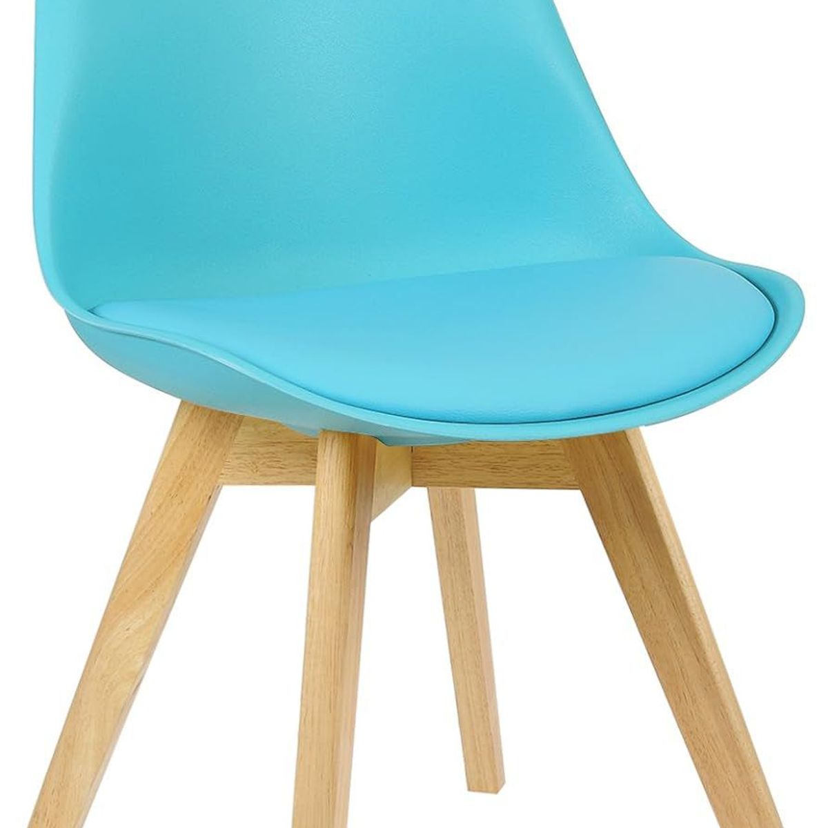 MOBLIHOUSE - Silla De Comedor Eames Azul Asiento De Piel Sintética Pata En Madera