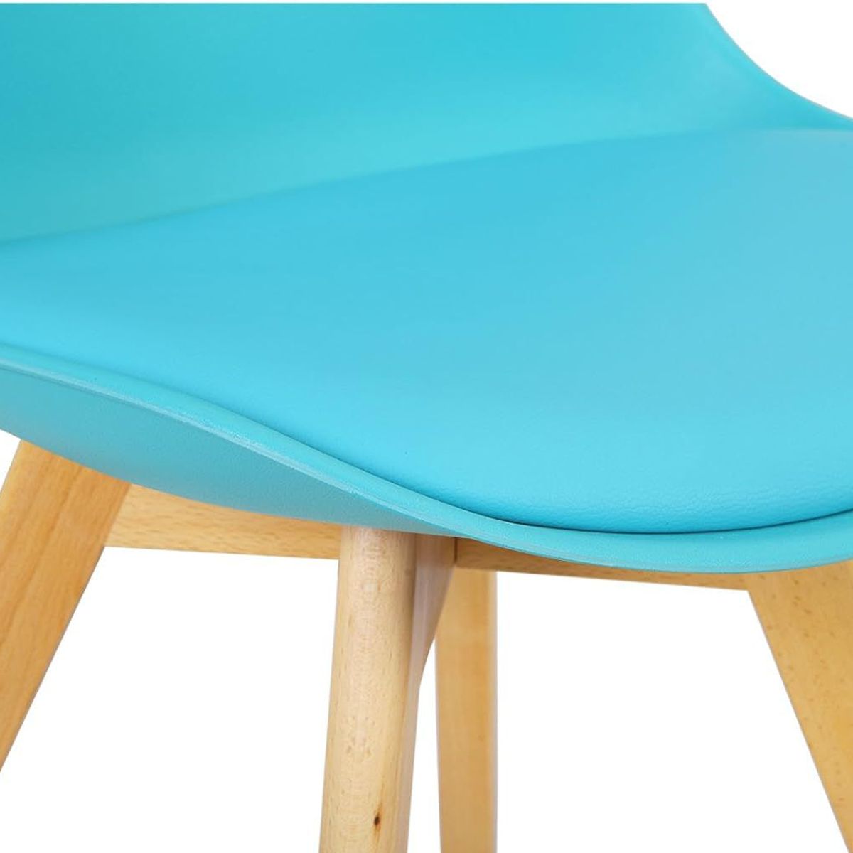 MOBLIHOUSE - Silla De Comedor Eames Azul Asiento De Piel Sintética Pata En Madera