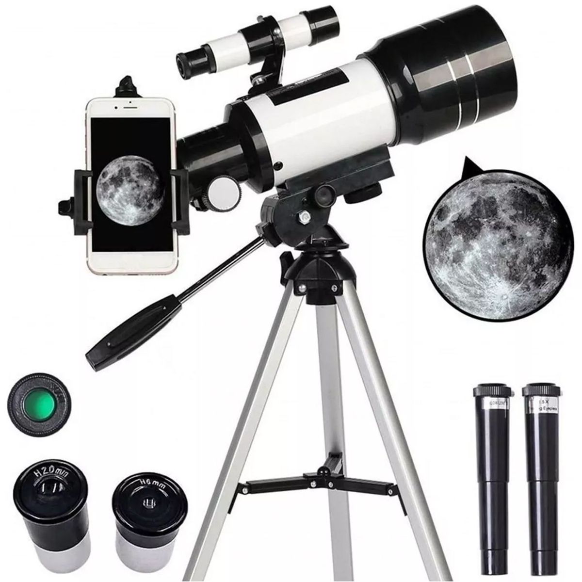 ONE PIXEL - Telescopio Astronomico Profesional Monocular Refractor F30070M Con Soporte Para Niños