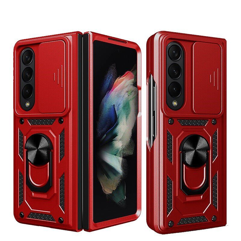 GENERICO - Funda Case Protector Cámara Slider Compatible Samsung Z Fold 4 Rojo