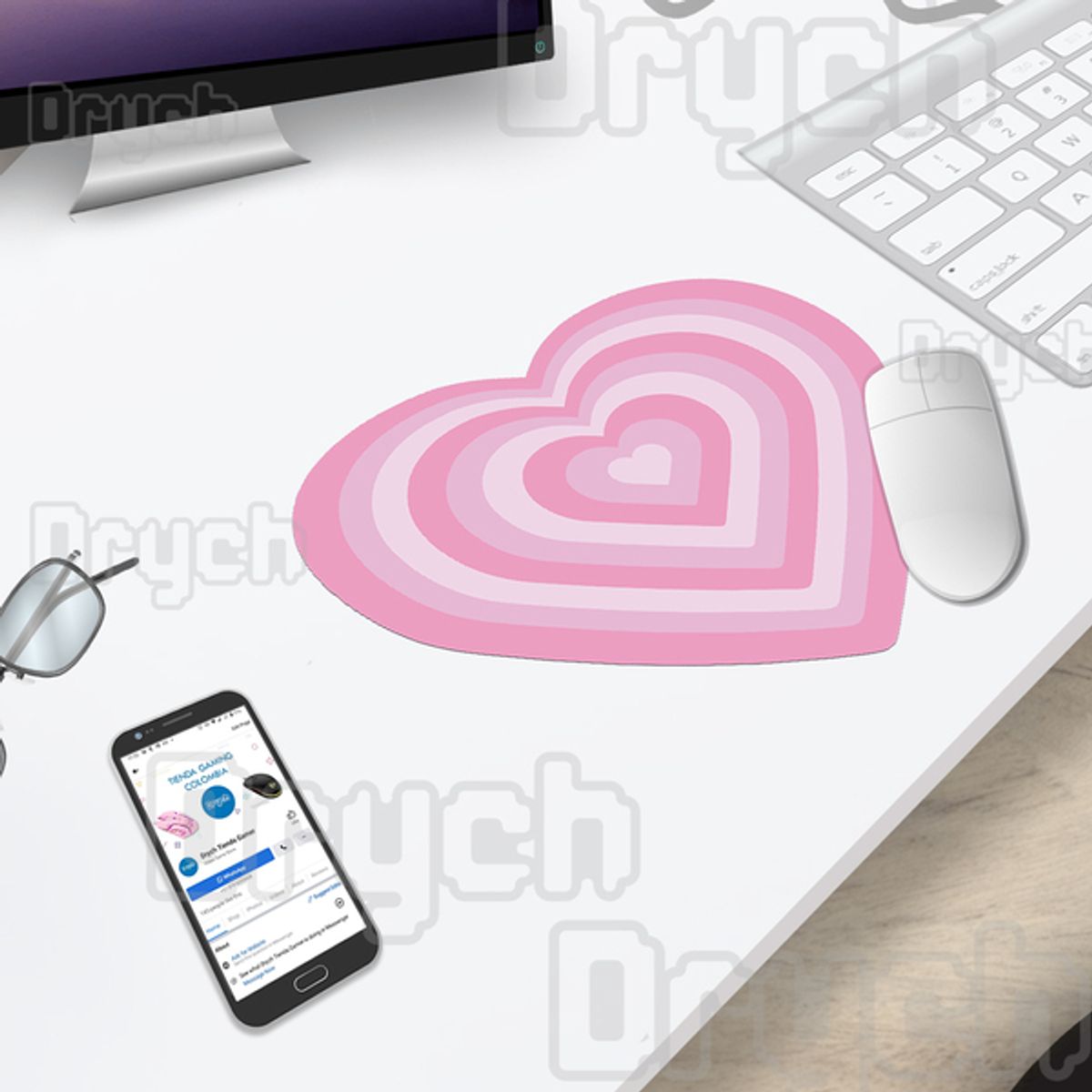 GENERICO - Mouse Pad Forma Corazón Lindo Kawaii Gamer Tierno Mujer Niña Rosa