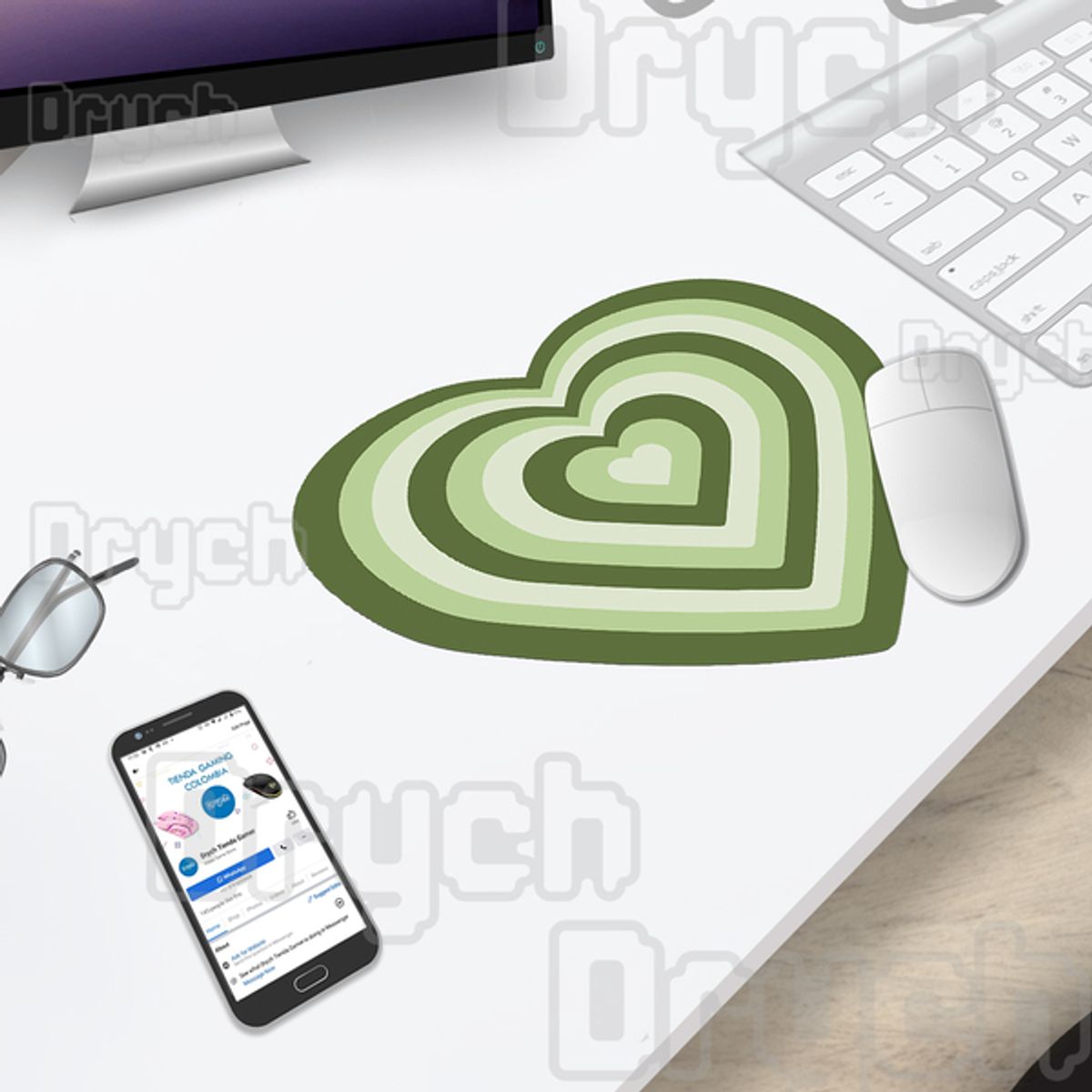 GENERICO - Mouse Pad Forma Corazón Lindo Kawaii Gamer Tierno Mujer Niña Verde