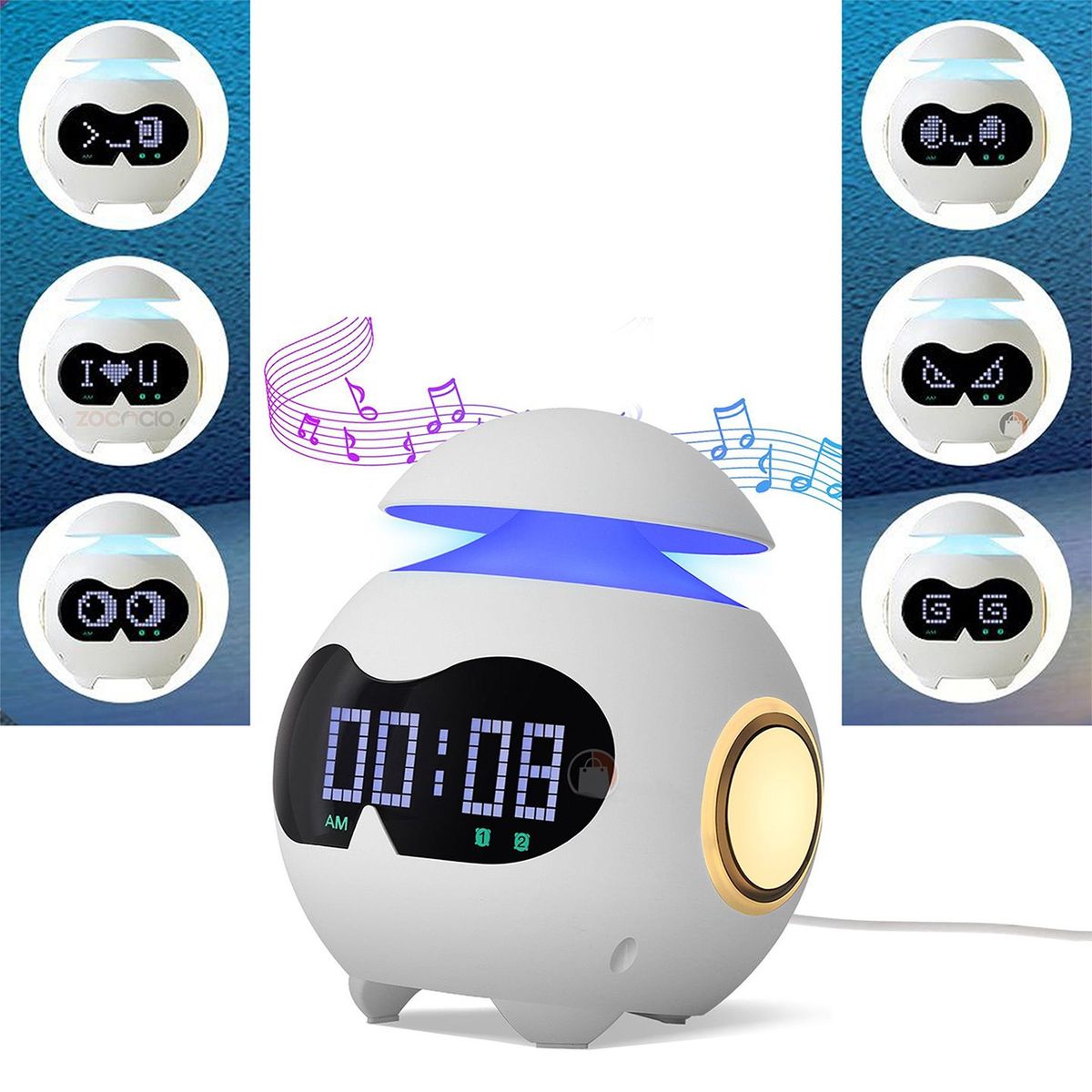 GENERICO - Reloj Despertador Emoji Digital Con Luz Led Y Parlante Bt