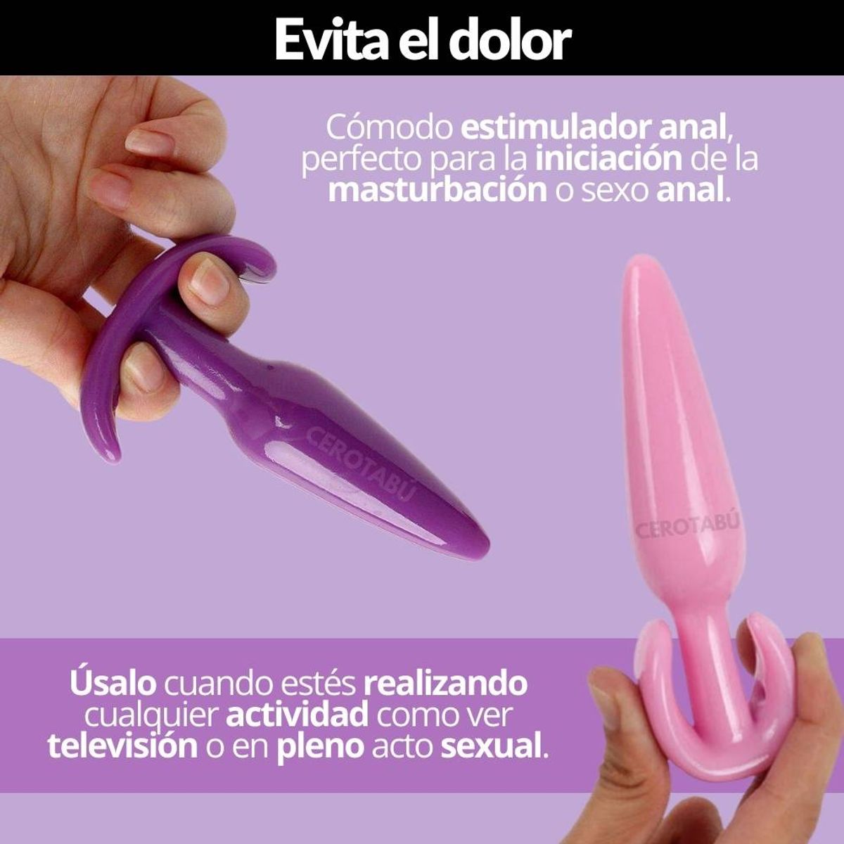 GENERICO - Plug Anal Silicona Dilatador Dildo Acostumbrador Flexible Morado