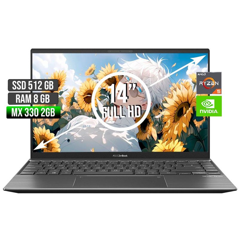 ASUS - PORTATIL ASUS ZENBOOK AMD RYZEN 5-5500U SSD 512GB RAM 8GB LED 14 FULL HD