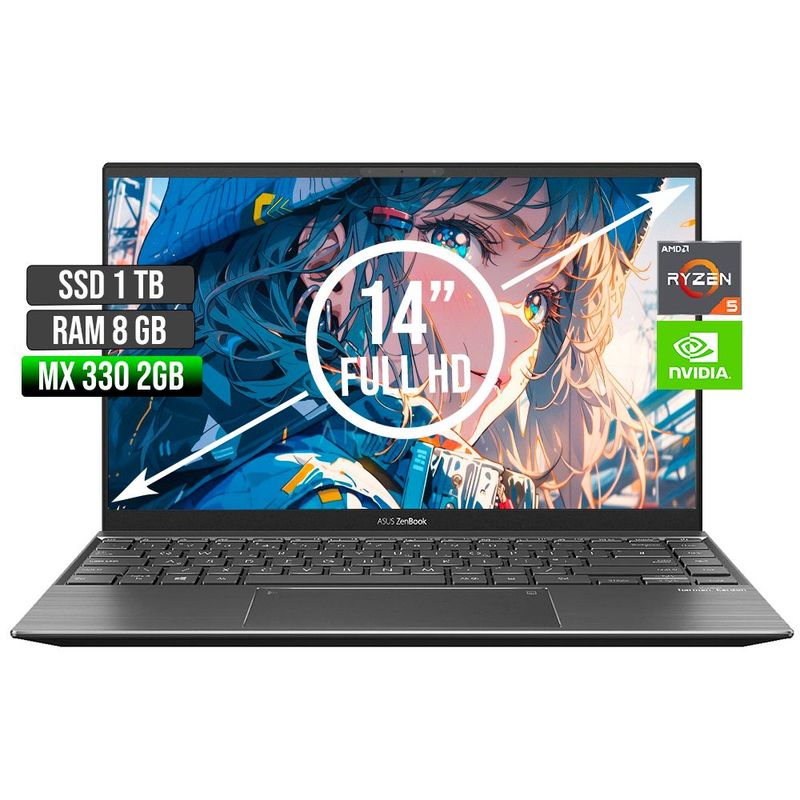 ASUS - PORTATIL ASUS ZENBOOK AMD RYZEN 5-5500U SSD 1TB RAM 8GB LED 14 FULL HD