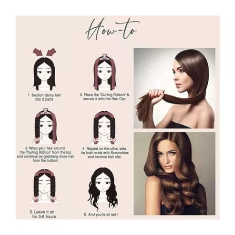 AFM - Kit Para Ondas Rizador Sin Calor  Incluye Tubo + Scrunchies + Caimán
