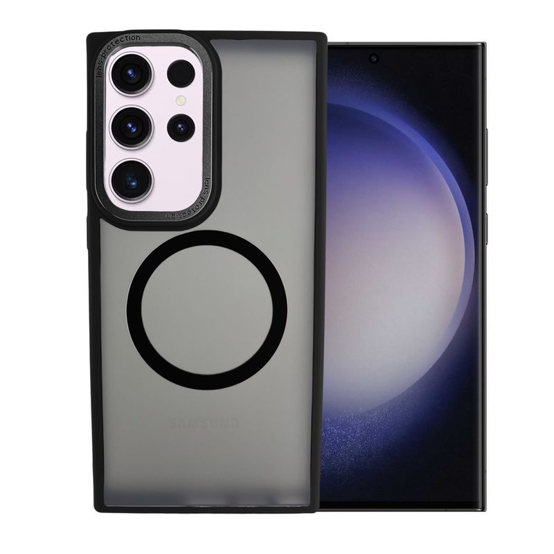 GENERICO - Funda Case Rígido Carga Inalámbrica Compatible Samsung S23 Ultra Negro