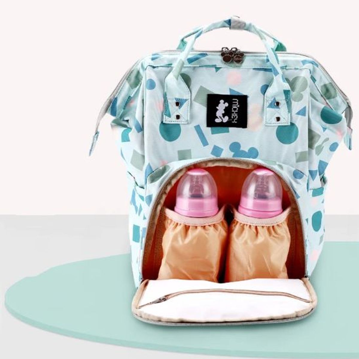 IKSA - Pañalera Multifuncional Impermeable Celeste Gran Capacidad