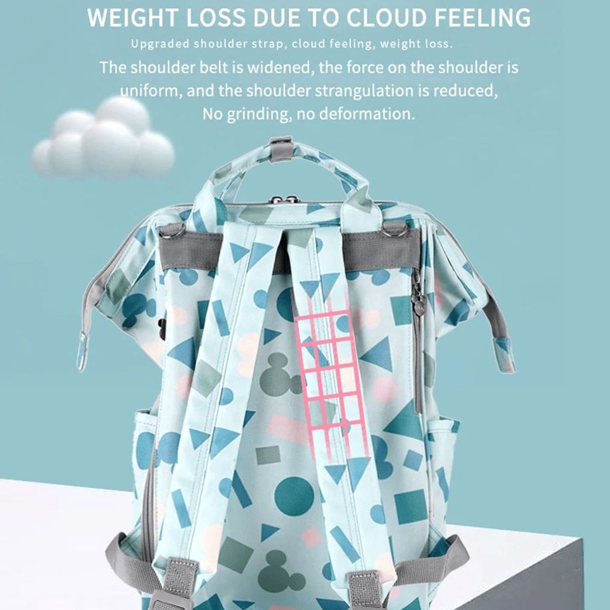 IKSA - Pañalera Multifuncional Impermeable Celeste Gran Capacidad