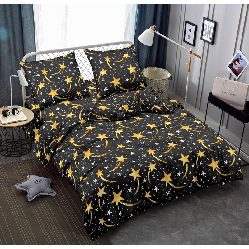 SIRENITAS - Juego sabanas Cama Semidoble Estrellas color Negro