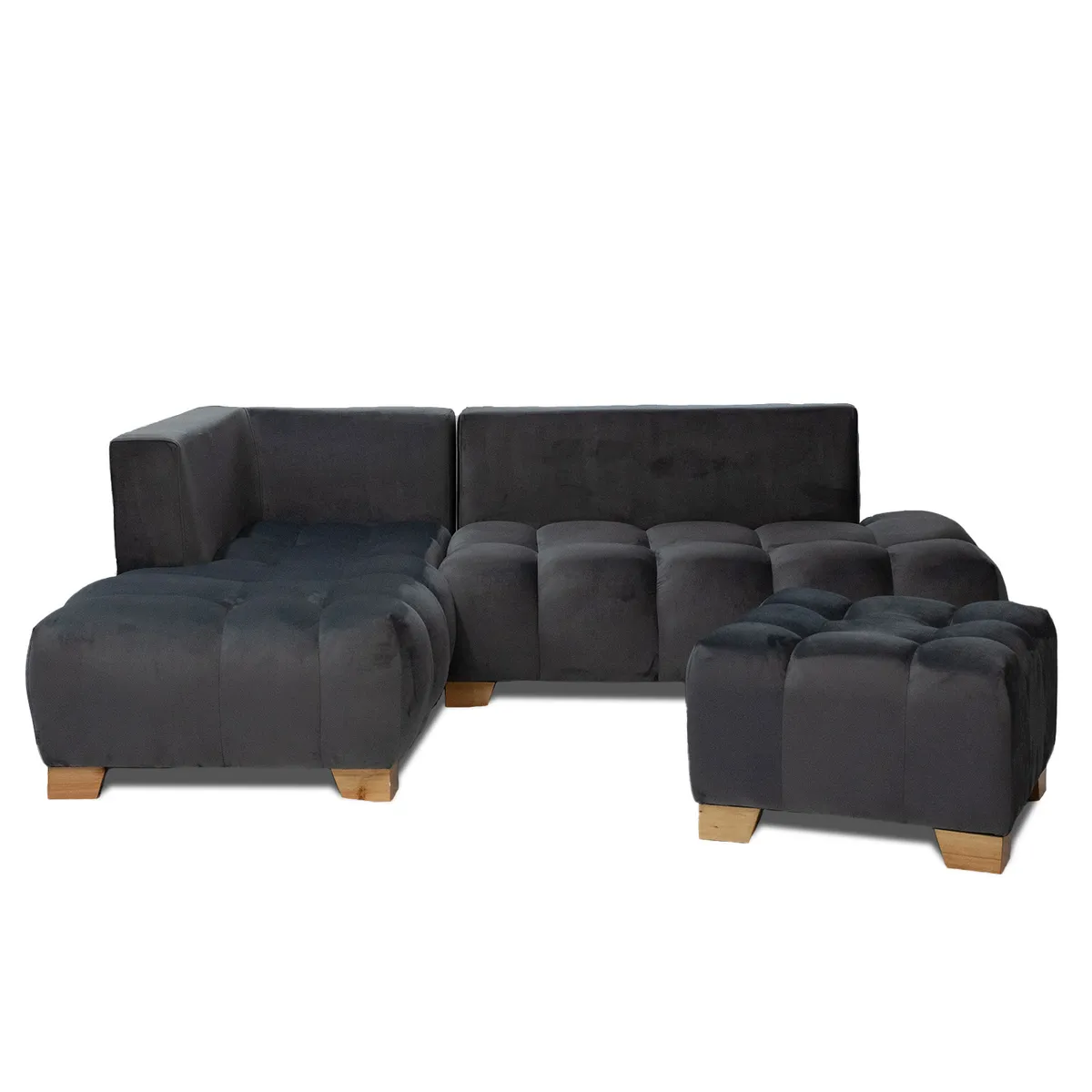 ARMONIA HOME - Sofá Marfil en L Madrid Gris 7PTOS