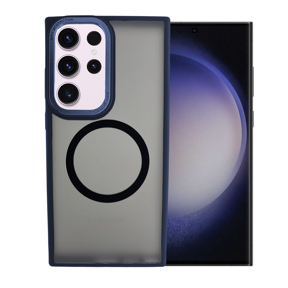 GENERICO - Funda Case Rígido Carga Inalámbrica Compatible Samsung S23 Ultra Azul