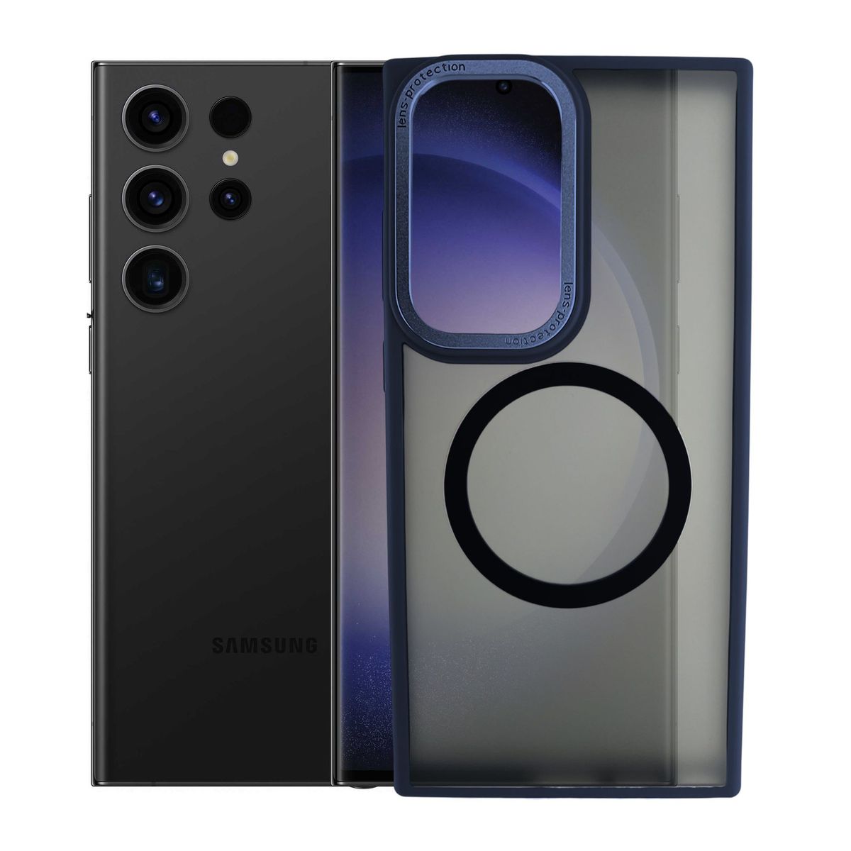 GENERICO - Funda Case Rígido Carga Inalámbrica Compatible Samsung S23 Ultra Azul