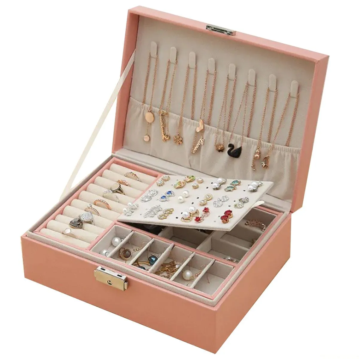 GENERICO - Joyero Organizador 2niveles De Mesa Collares Aretes Pulseras