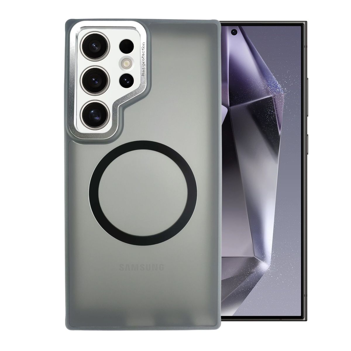 GENERICO - Funda Case Rígido Carga Inalámbrica Compatible Samsung S24 Ultra Gris