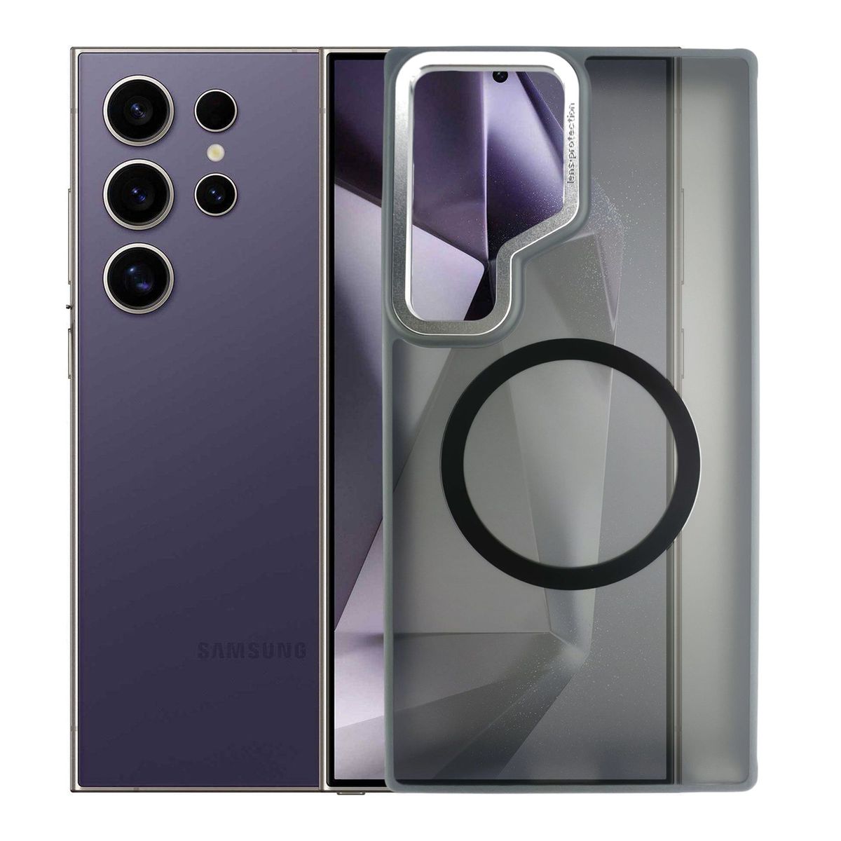 GENERICO - Funda Case Rígido Carga Inalámbrica Compatible Samsung S24 Ultra Gris