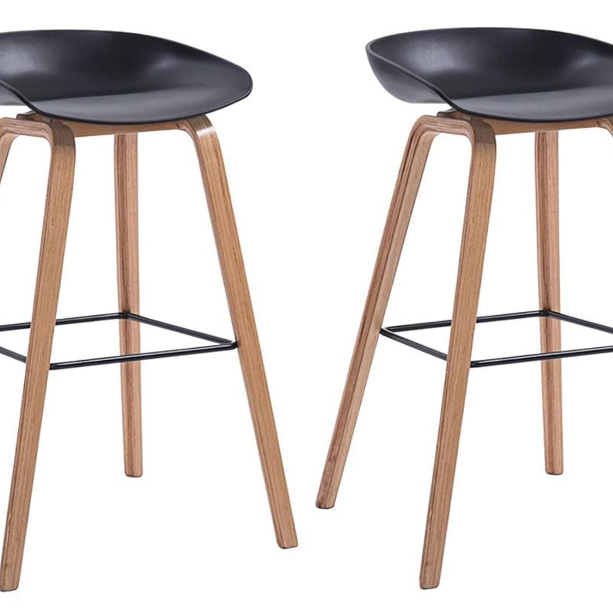 MOBLIHOUSE - Set X2 Silla De Bar Nórdica Ferrara Negra