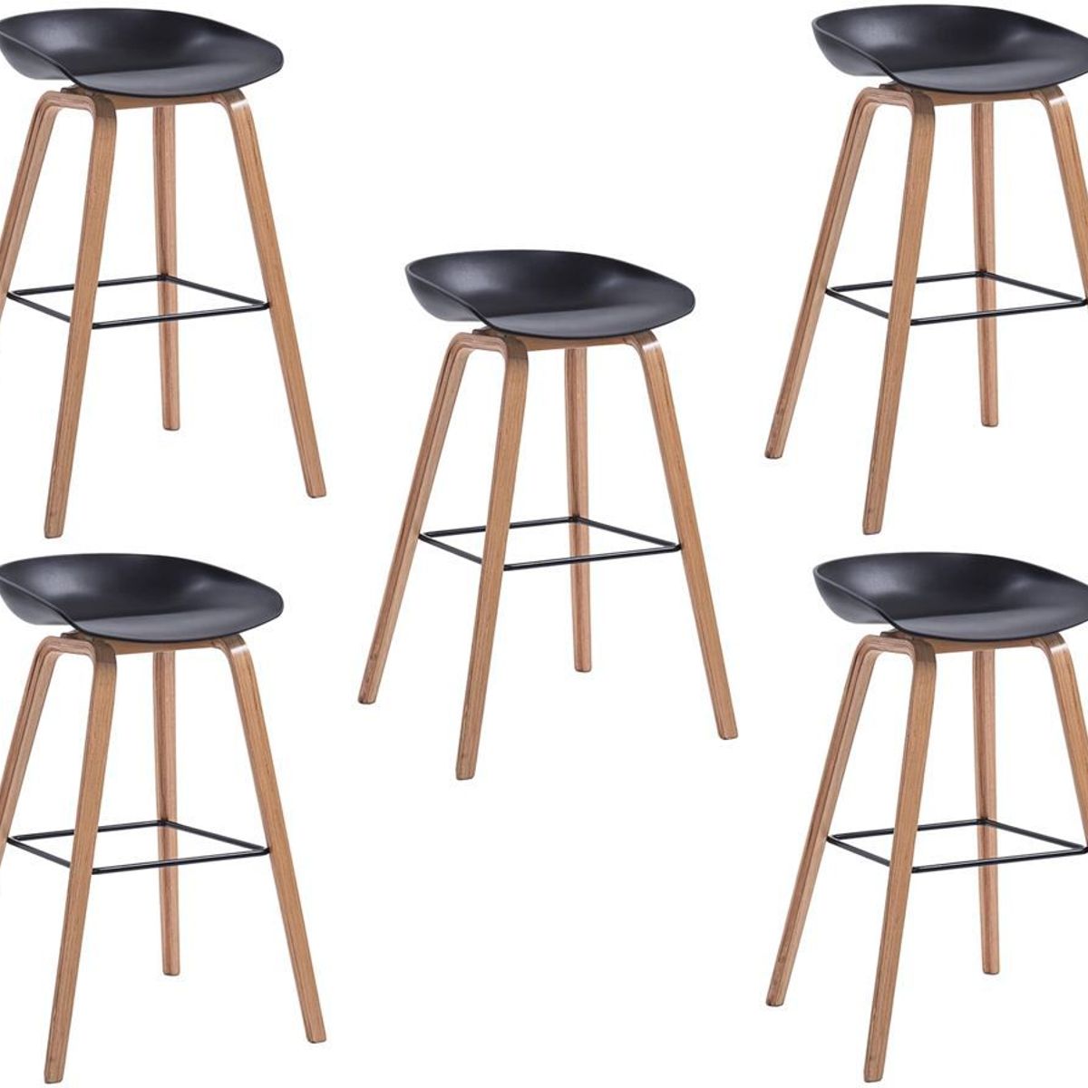 MOBLIHOUSE - Set X5 Silla De Bar Nórdica Ferrara Negra