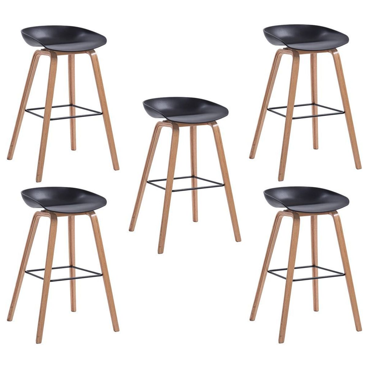 MOBLIHOUSE - Set X5 Silla De Bar Nórdica Ferrara Negra