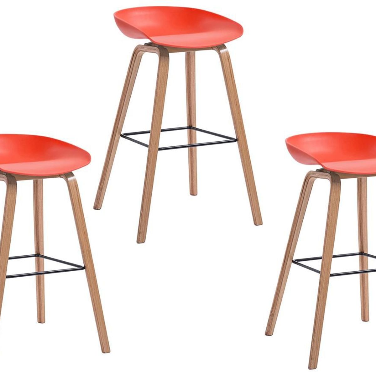 MOBLIHOUSE - Set X3 Silla De Bar Nórdica Ferrara Roja