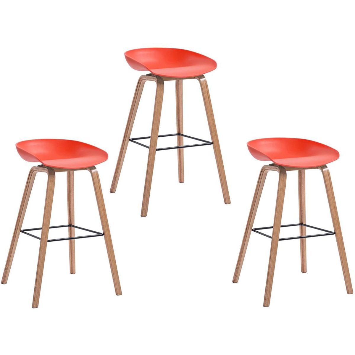 MOBLIHOUSE - Set X3 Silla De Bar Nórdica Ferrara Roja