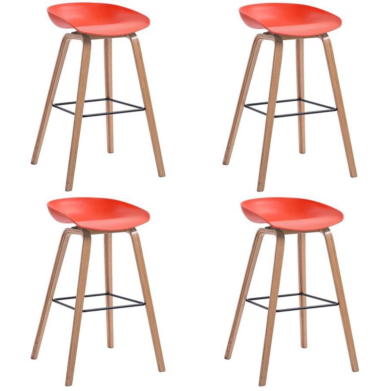 MOBLIHOUSE - Set X4 Silla De Bar Nórdica Ferrara Roja