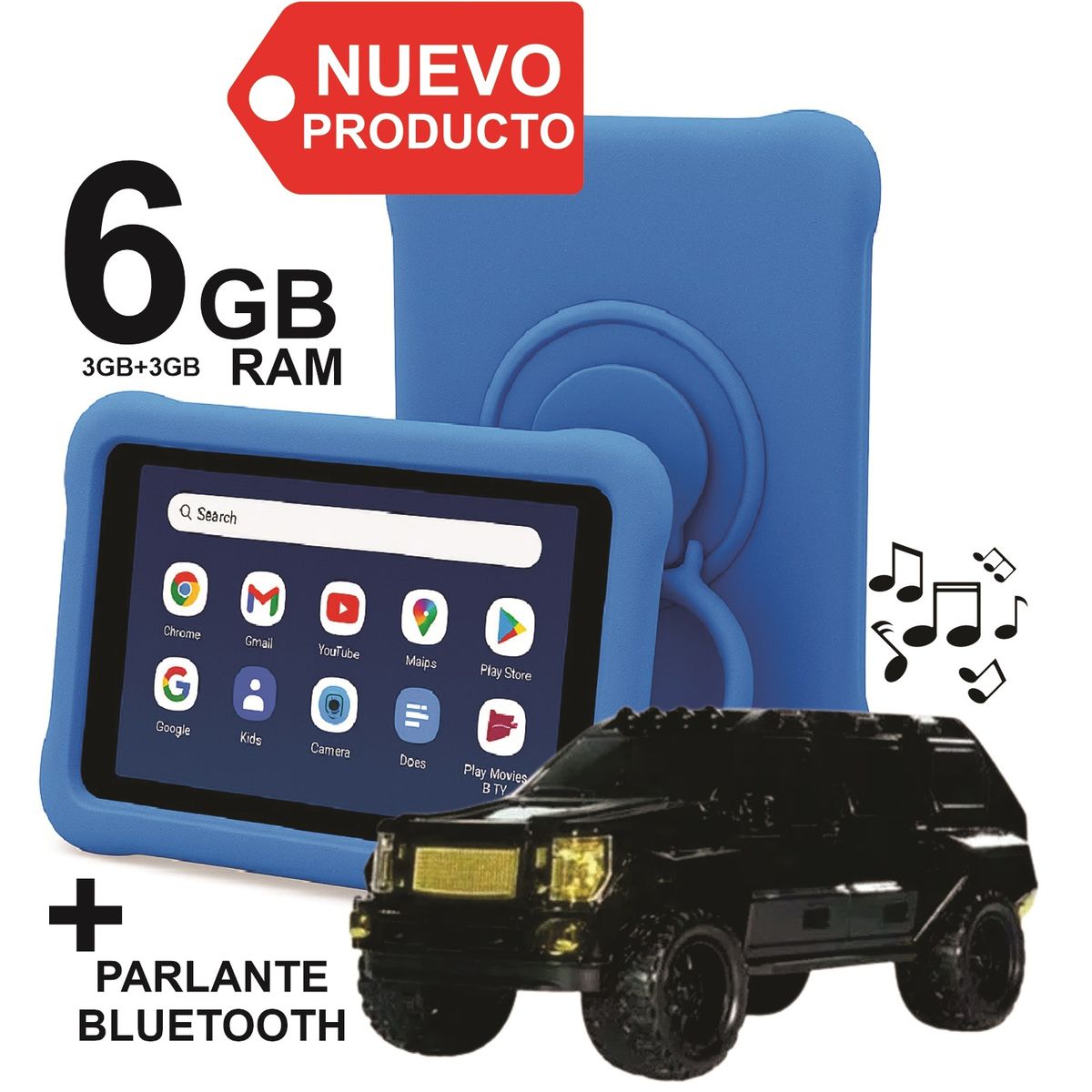 KRONO - Tablet Niños 6GB RAM Android 11 Wifi + 32GB 7 Pulgadas + Parlante AZUL