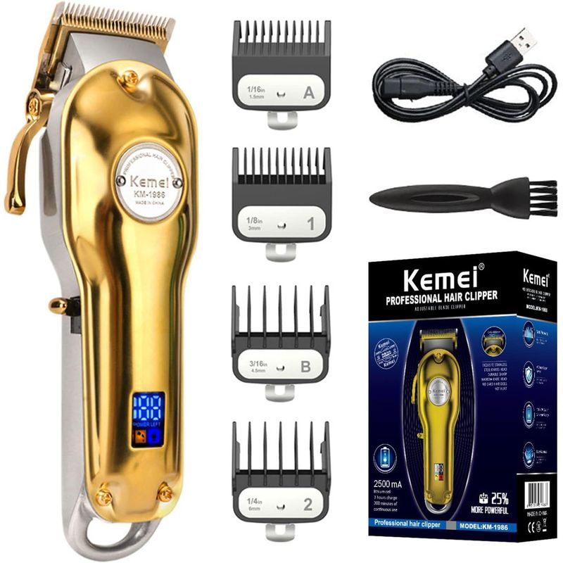 KEMEI - Maquina para Berberia Profesional Inalámbrica Kemei Km 1986