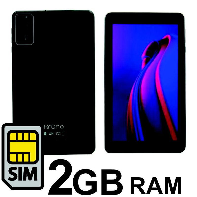 KRONO - Tablet Sim Card 7 Pulgadas Android 12 2GB RAM 32 GB Negro