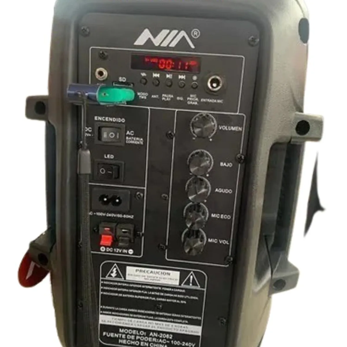 NIA - Cabina De Sonido Recargable Bluetooth FM USB NIA AN-2062