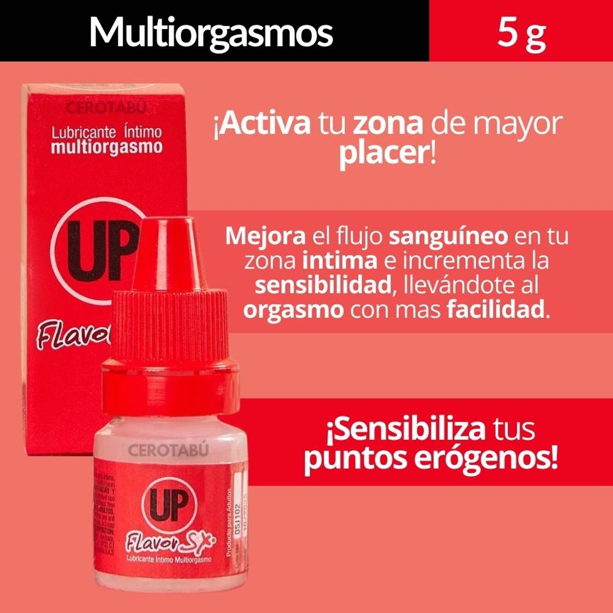 FLAVOR SEX - Lubricante Multiorgasmos Caliente  +Sensibilidad + Placer 5ml