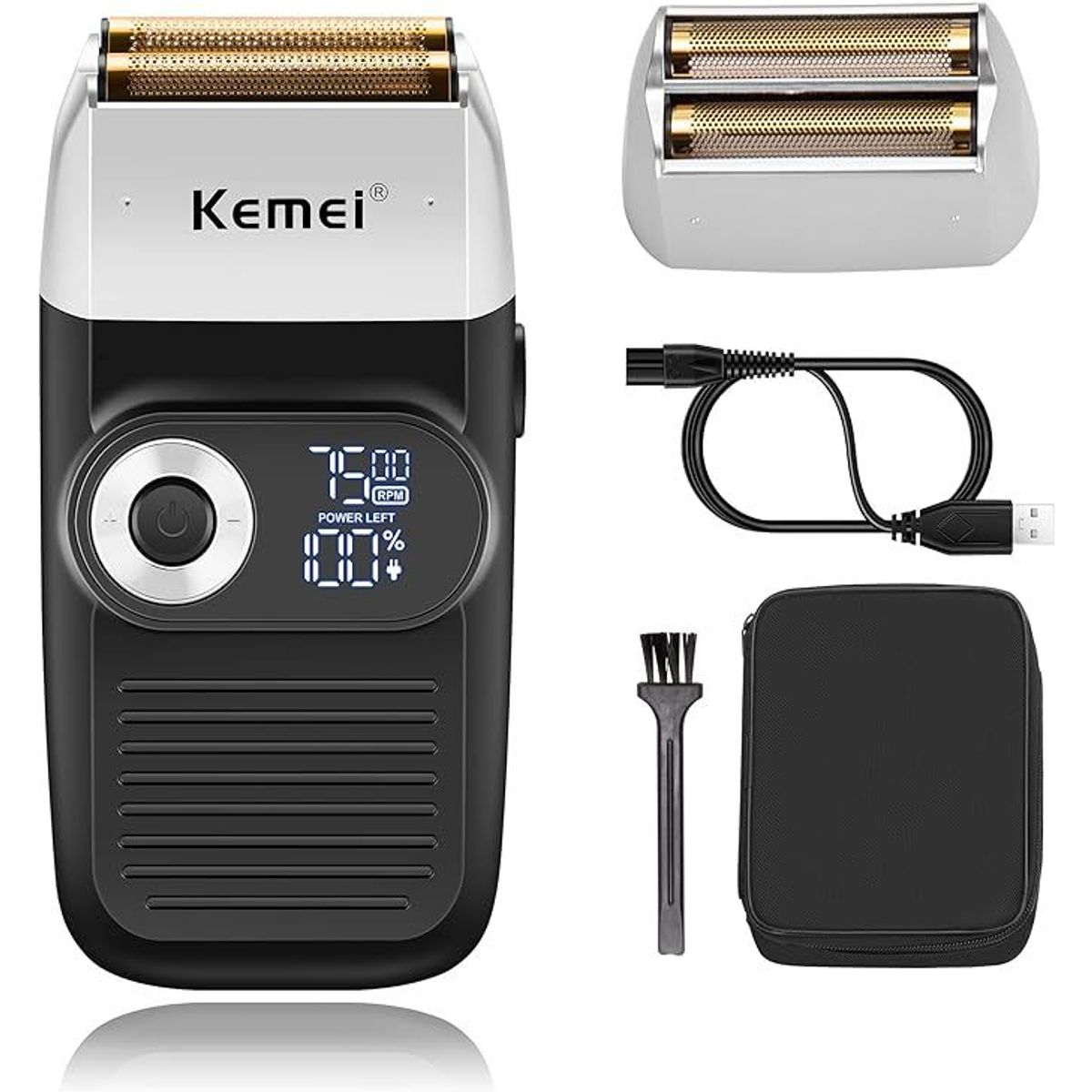 KEMEI - Maquina Afeitadora y Patillera Barbera Km-2026 Inalámbrica 2 En 1