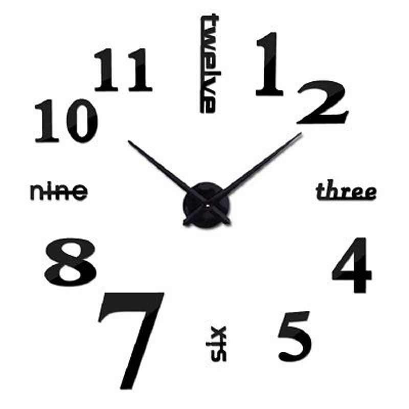 GENERICO - RELOJ DE PARED 3D TAMAÑO GRANDE 100X100CM COLOR NEGRO
