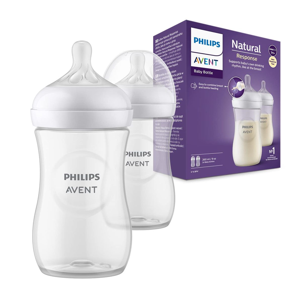 PHILIPS AVENT - Set X 2 Teteros Avent 9 Onzas Natural Bebe Unisex Tetero