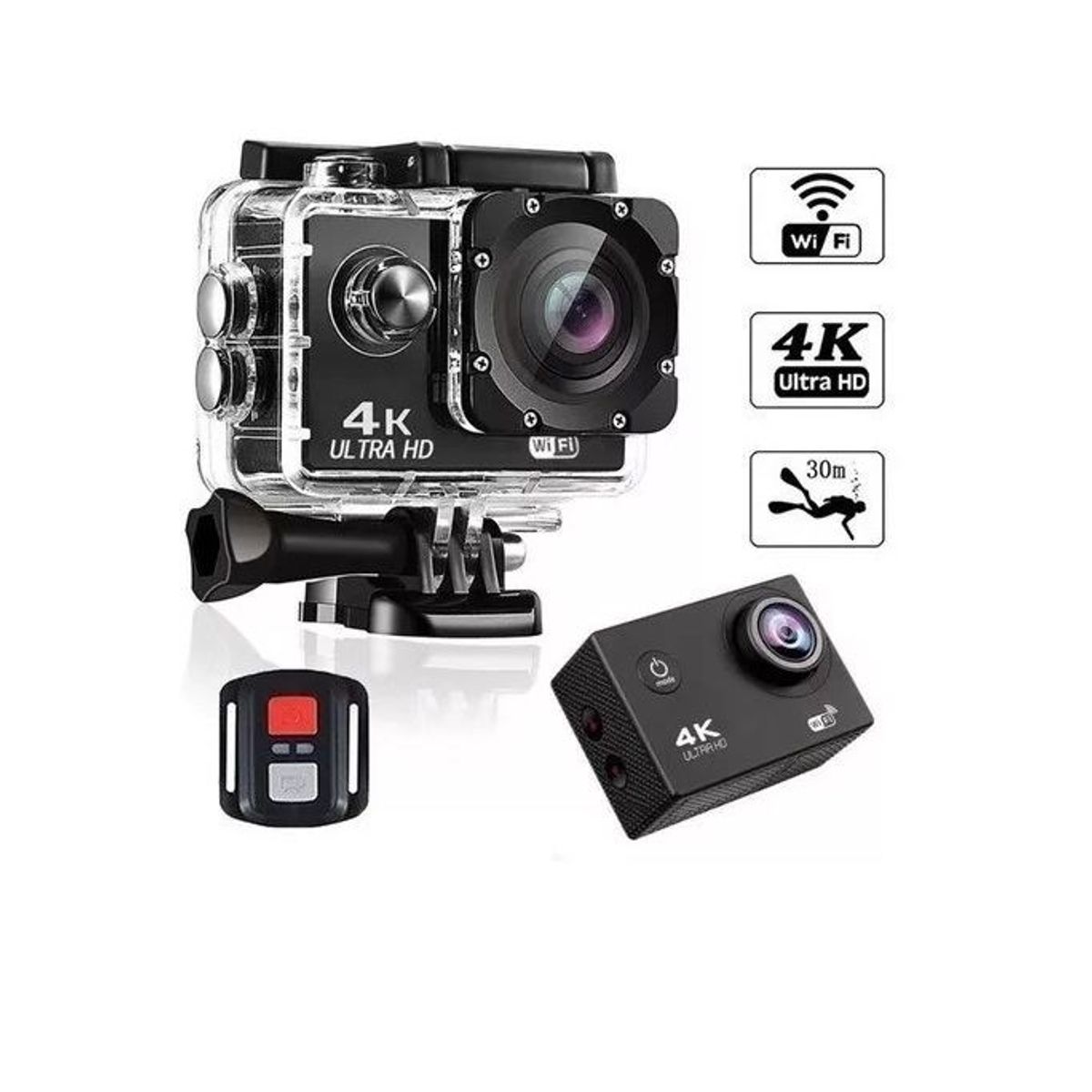 GENERICO - Camara 4k Deportiva Wifi Sumergible 30 mt Sports