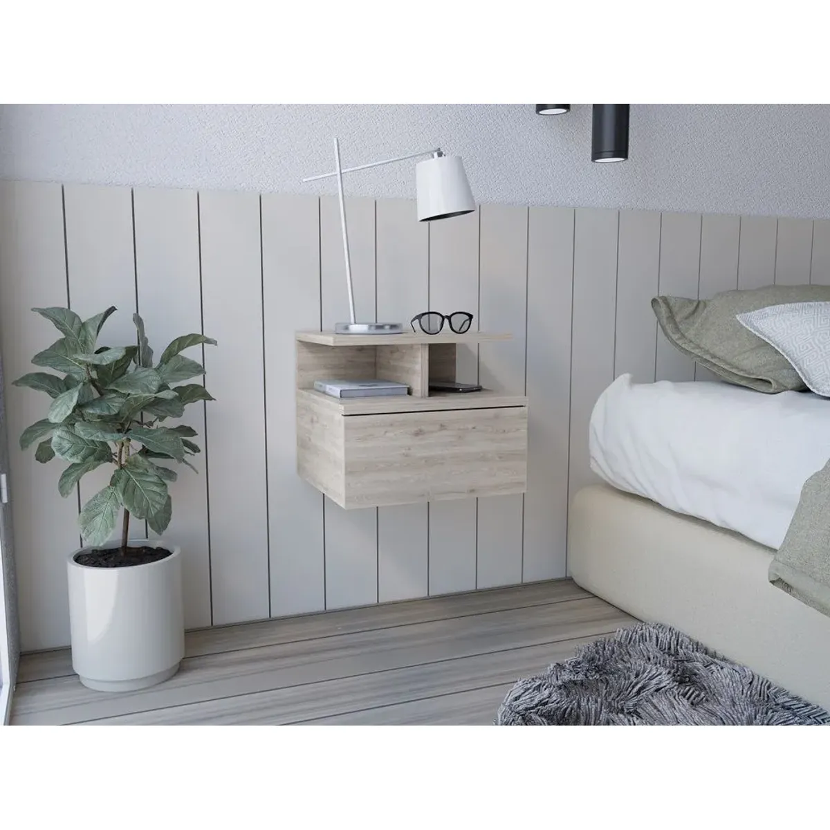 RTA MUEBLES - Nochero Flotante Color Positano 29.5x35.6x33.6cm MLZ 9463 RTA