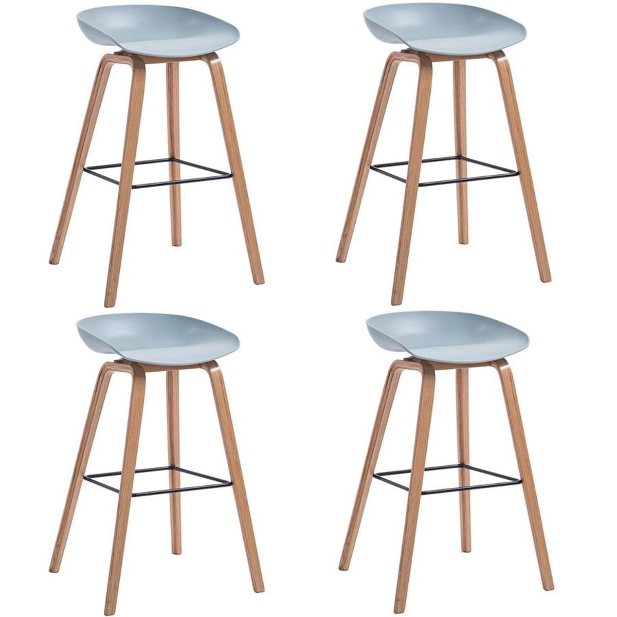 MOBLIHOUSE - Set X4 Silla De Bar Nórdica Ferrara Gris