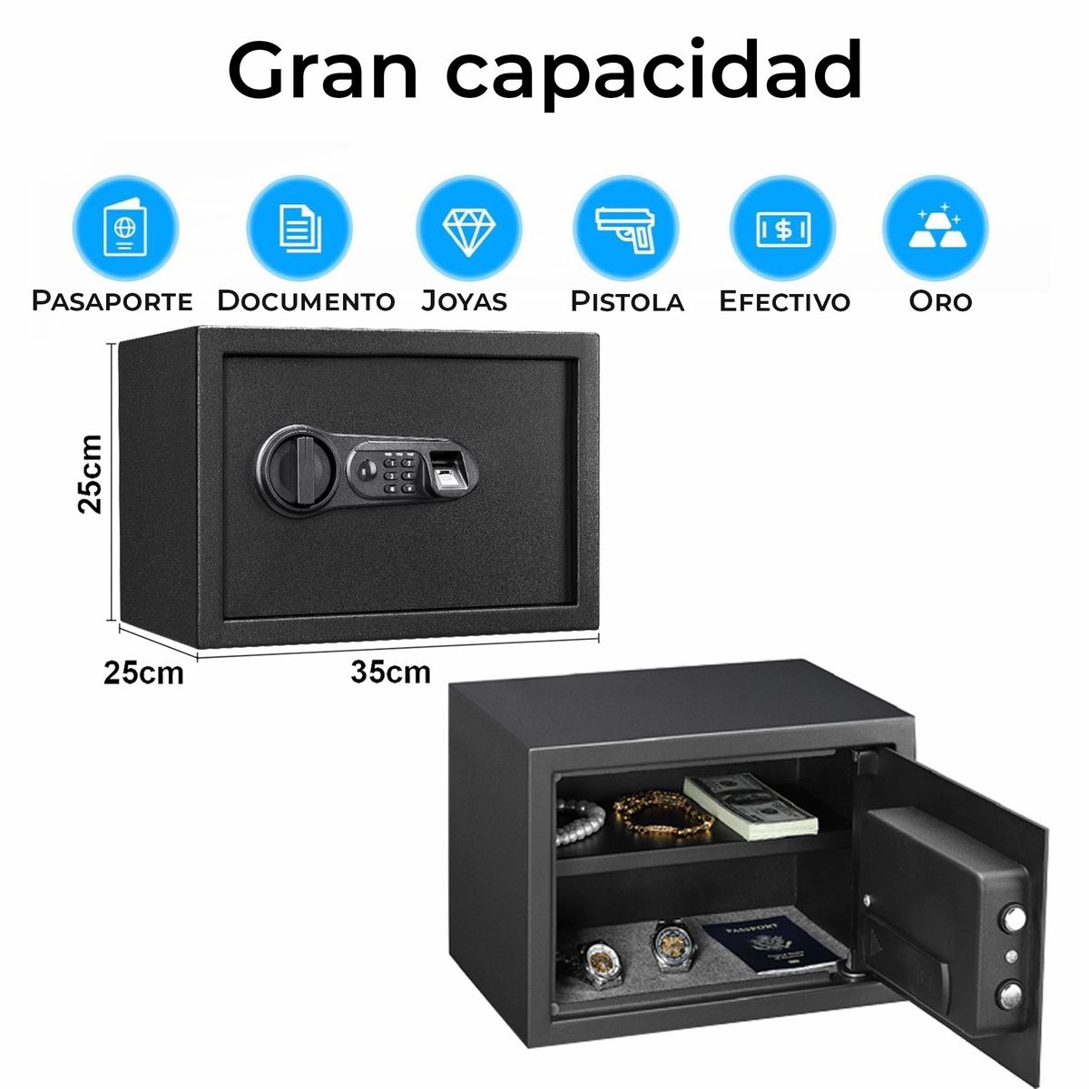 GENERICO - Caja Fuerte Biométrica Huella Digital y Código