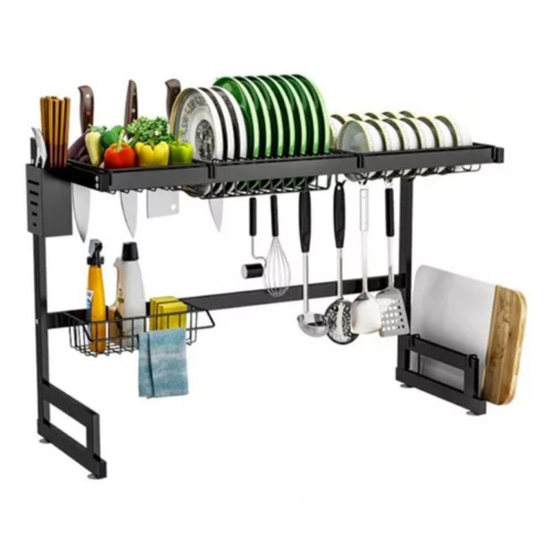 GENERICO - Escurridor organizador de platos negro