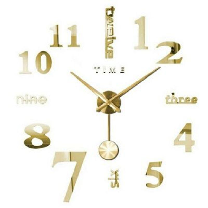 GENERICO - RELOJ DE PARED 3D TAMAÑO 100X100CM CON PENDULO COLOR DORADO