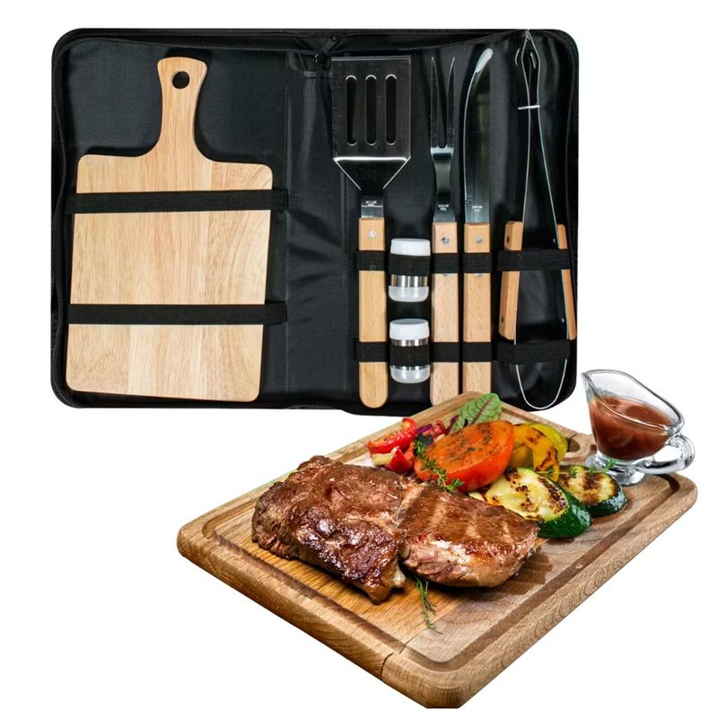 ONE PIXEL - Kit Para Asados Parrillada Barbecue 7 Pcs Con Estuche