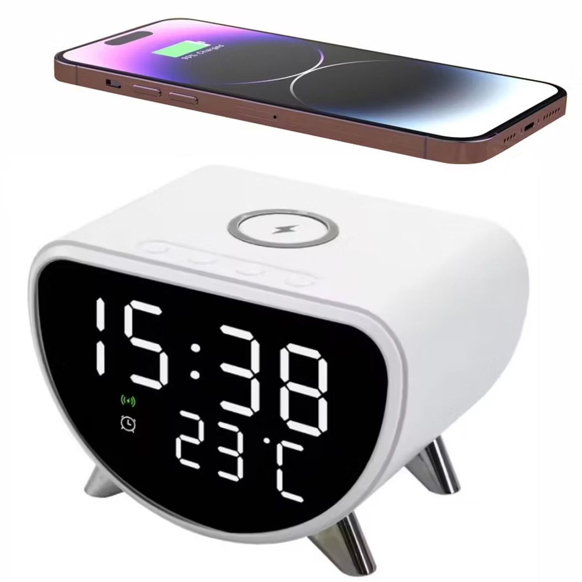 ONE PIXEL - Radio Reloj Despertador Con Pantalla Digital Carga Inalámbrica