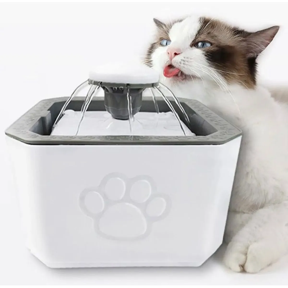 GENERICO - Fuente Agua Automática Mascota Gato 2. 4 L Silenciosa Batería 7cm Alto 19cm Ancho 18. 8cm Largo