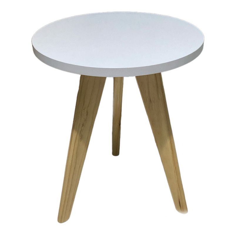 GENERICO - Mesa Auxiliar Centro Circular Pequeña Blanco Estilo Nórdico 30x35 cm